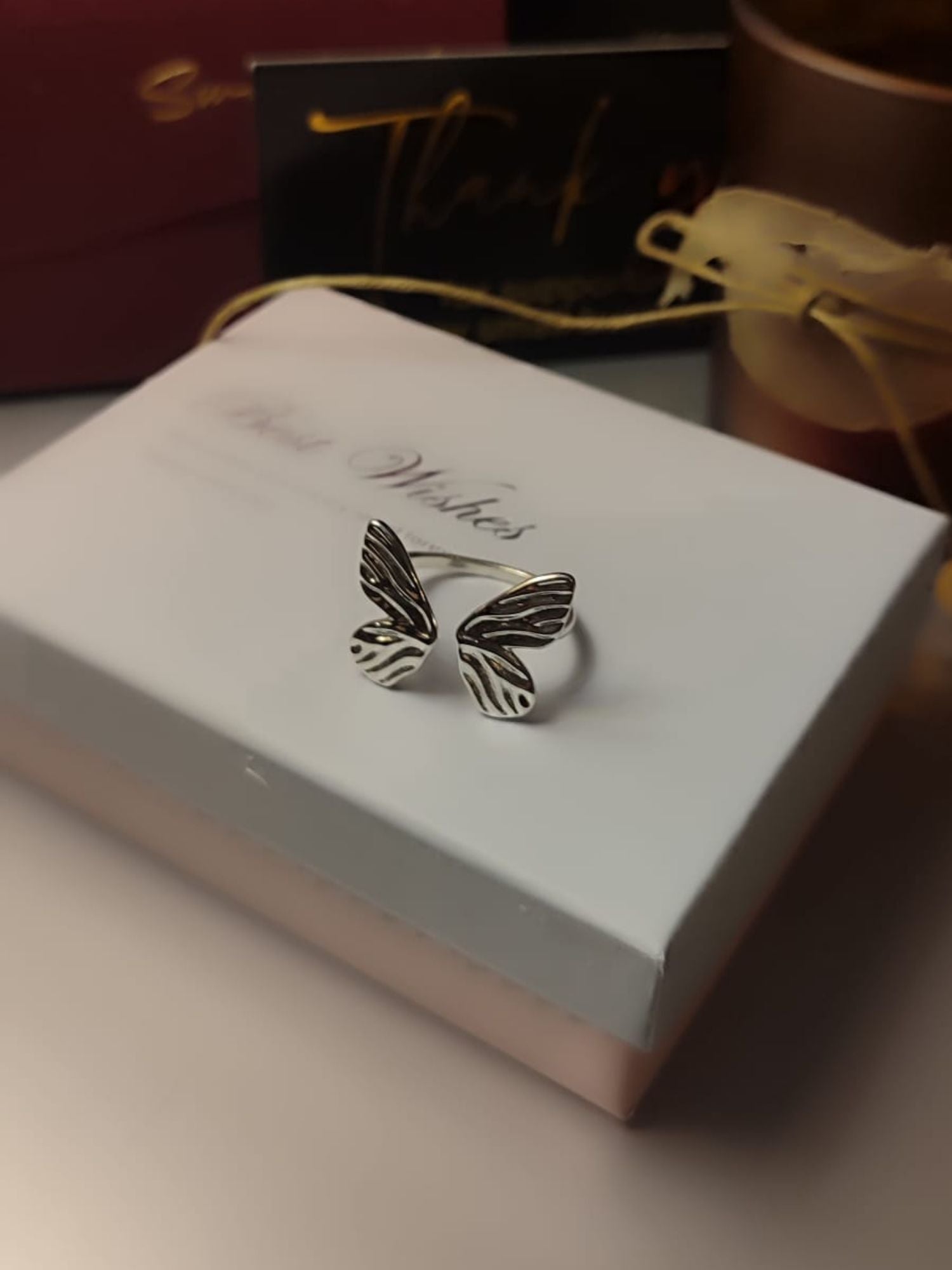 Prilagodljivi prsten sa leptirom od 925 srebra