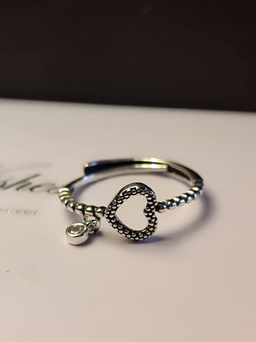 Prilagodljivi prsten u obliku srca s925