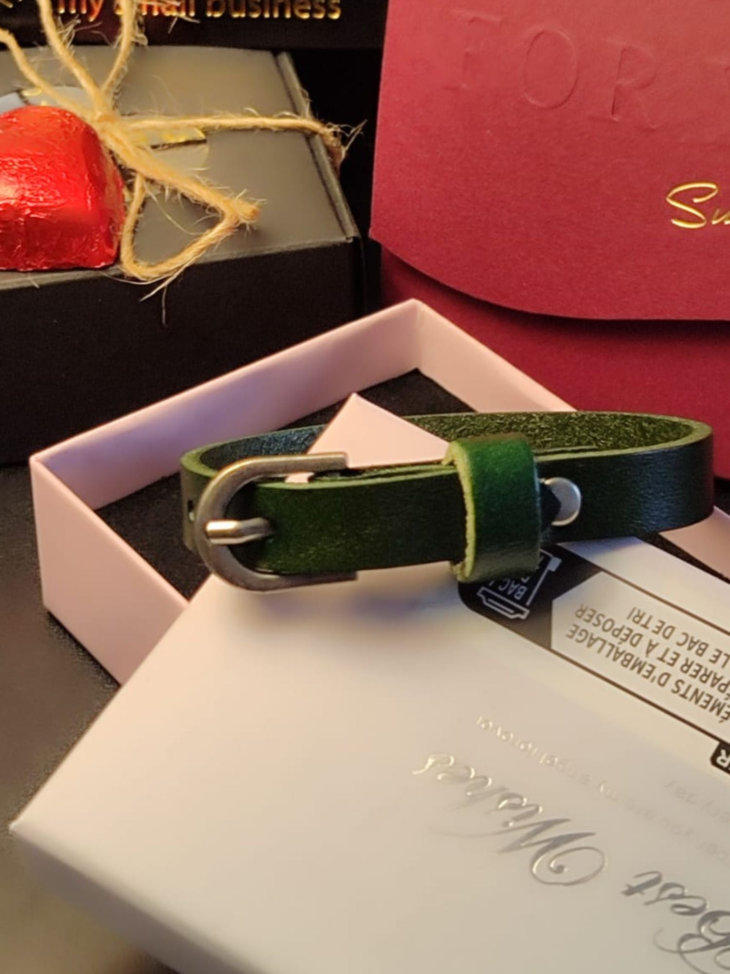 Zelena trendy retro podesiva kožna narukvica