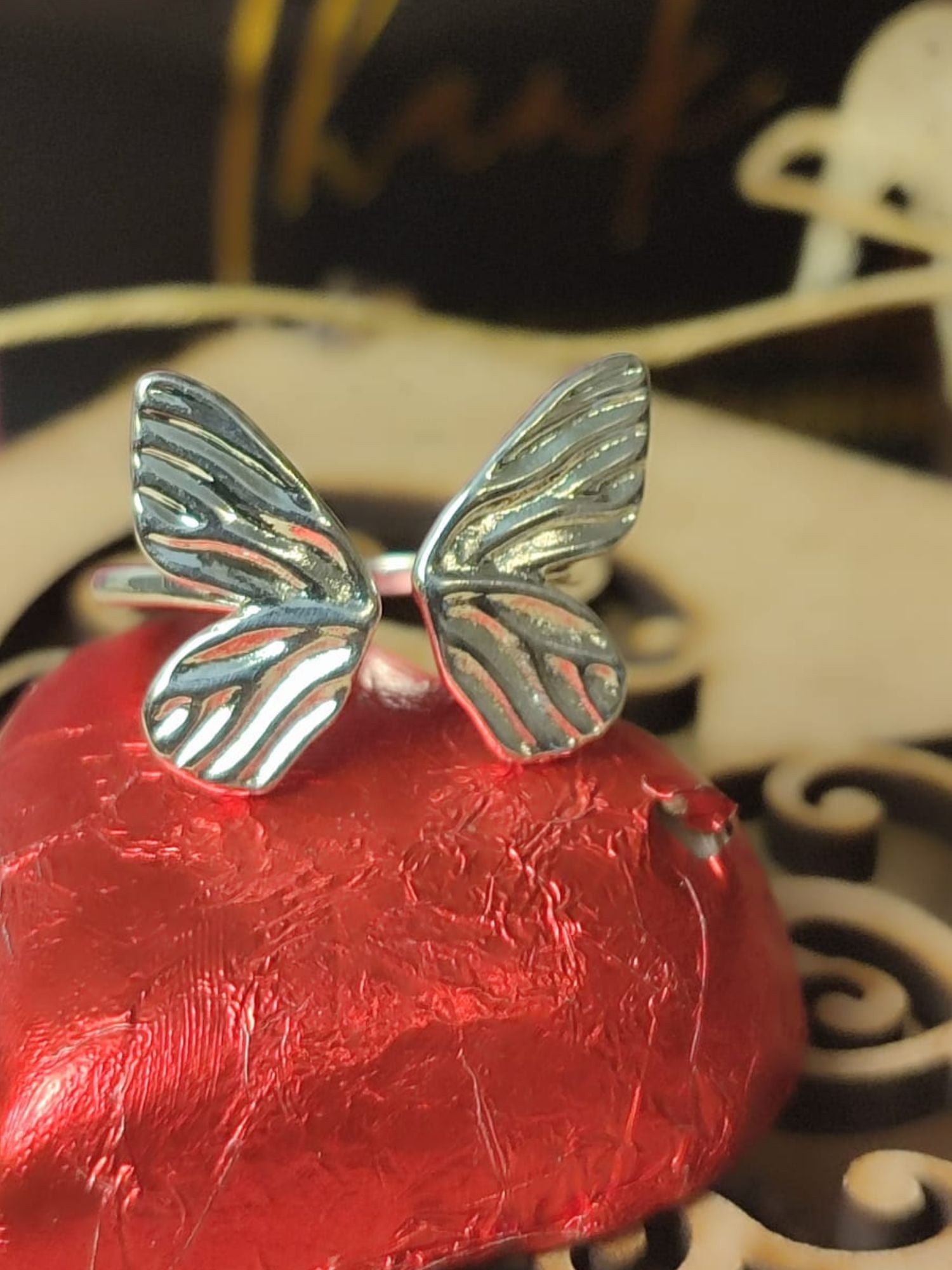 Prilagodljivi prsten sa leptirom od 925 srebra