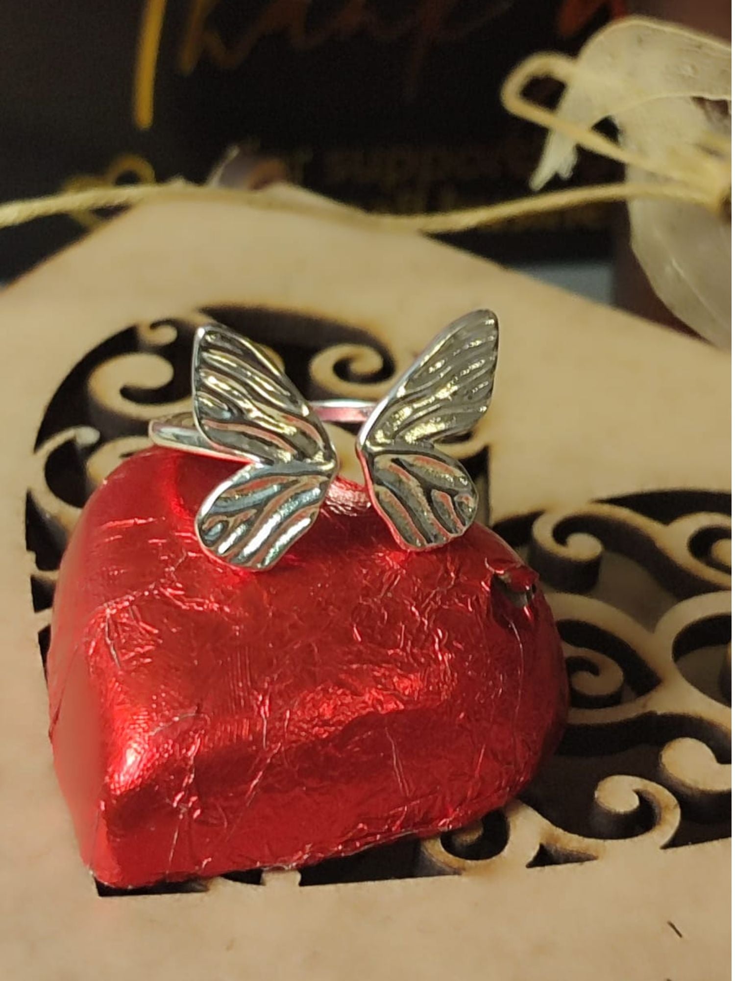 Prilagodljivi prsten sa leptirom od 925 srebra