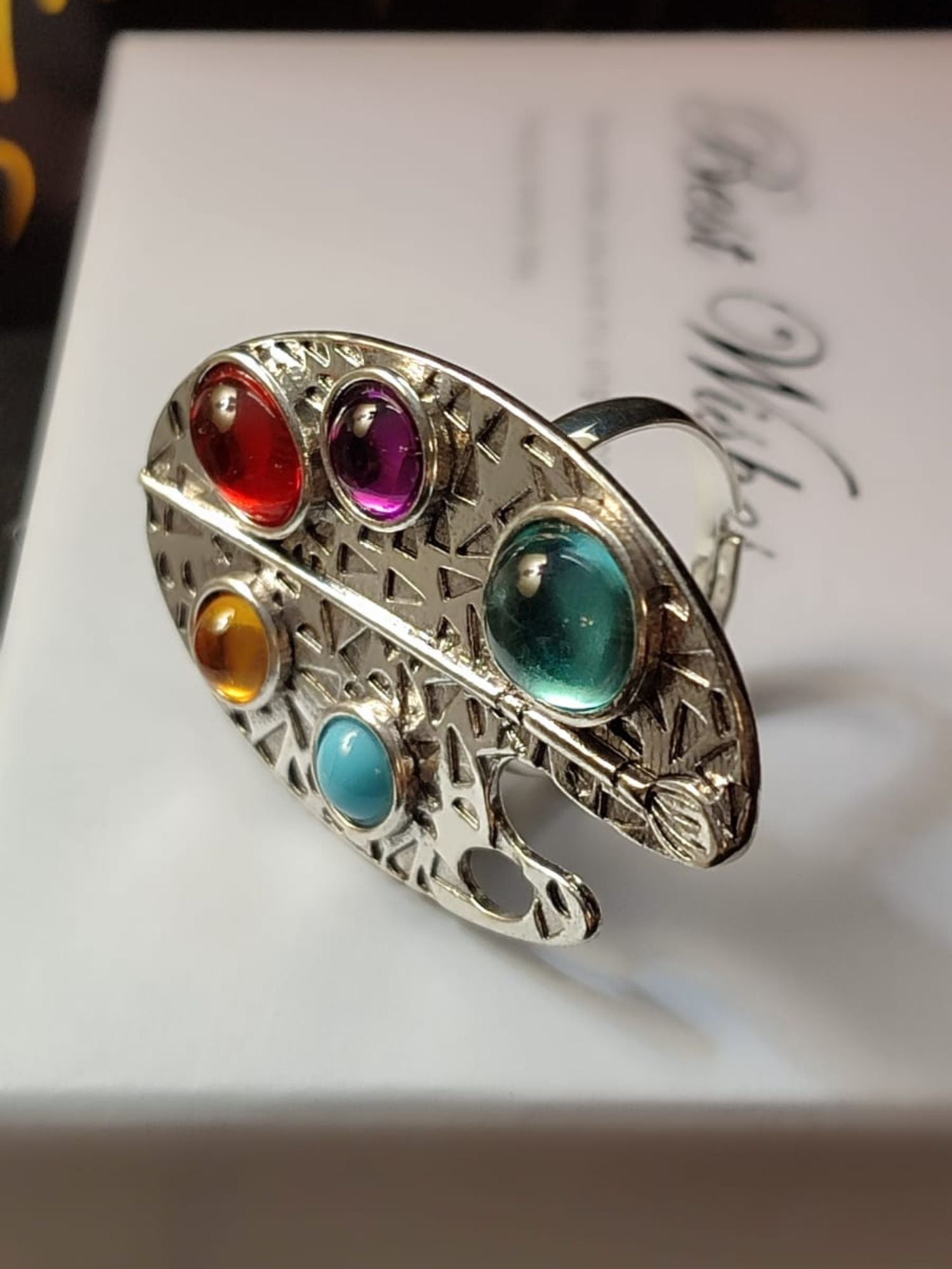 Moderni prilagodljivi prsten u obliku palete od nehrđajućeg čelika