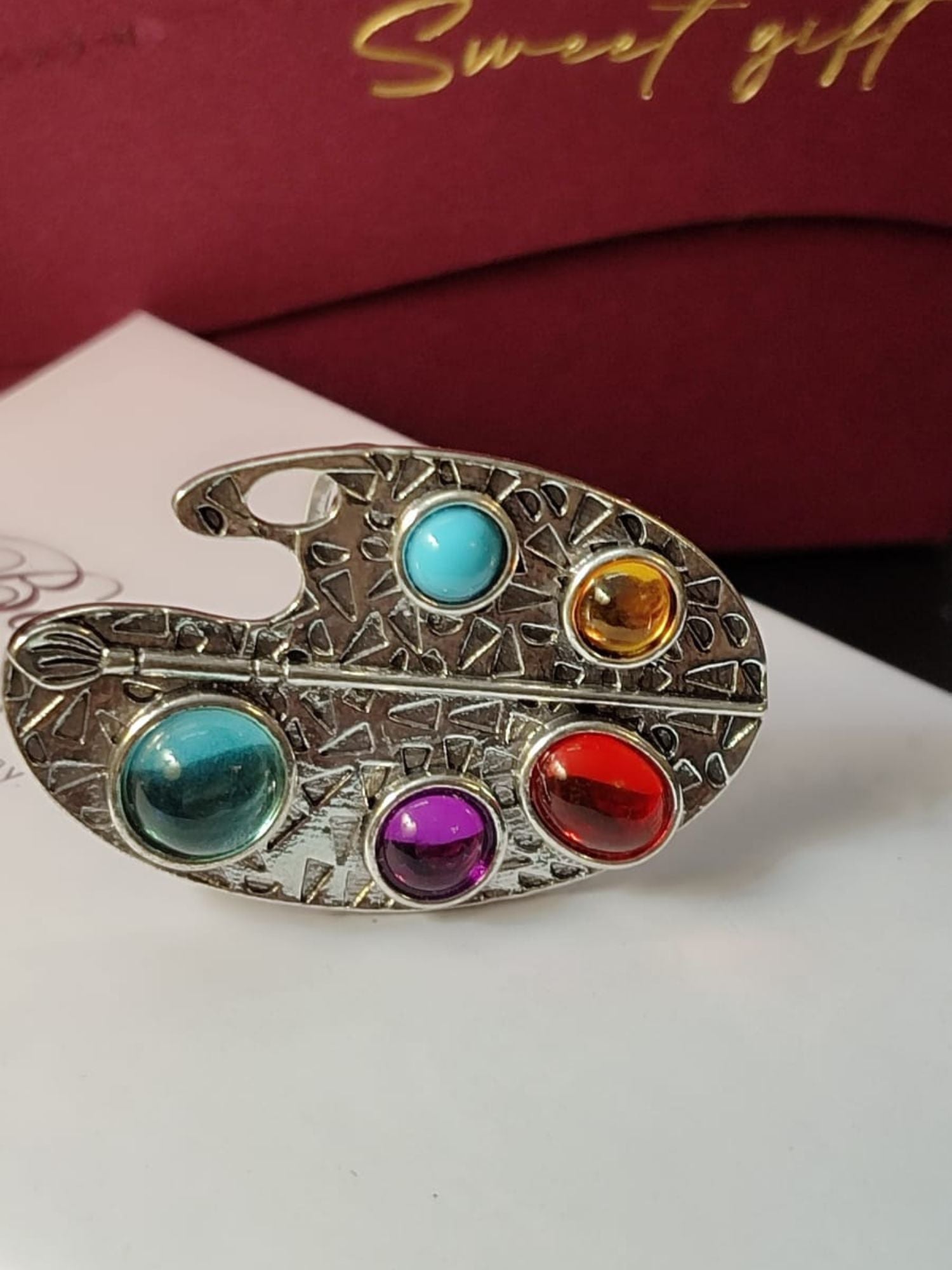 Moderni prilagodljivi prsten u obliku palete od nehrđajućeg čelika