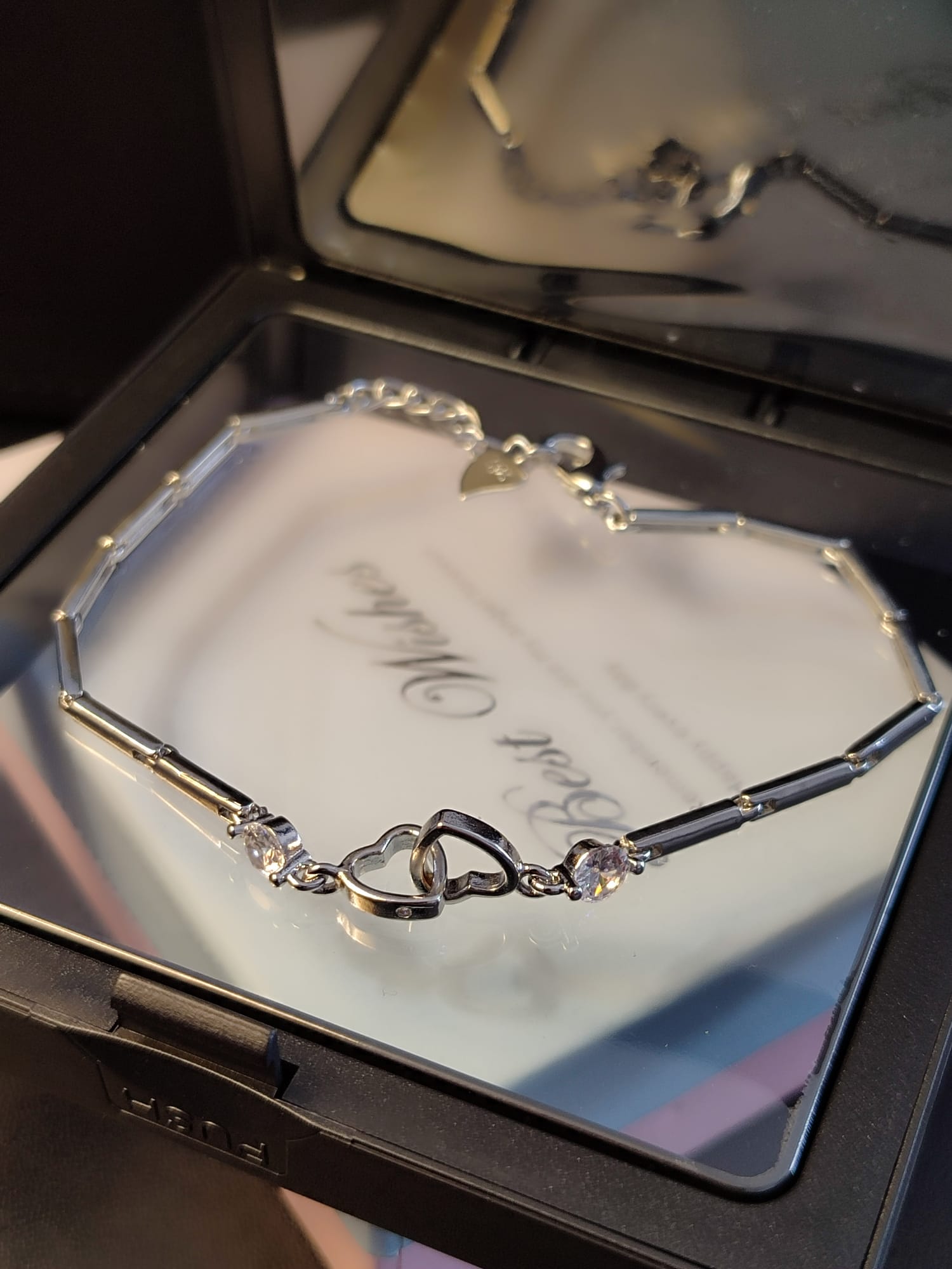 Kreativna srebrna 925 narukvica u obliku srca