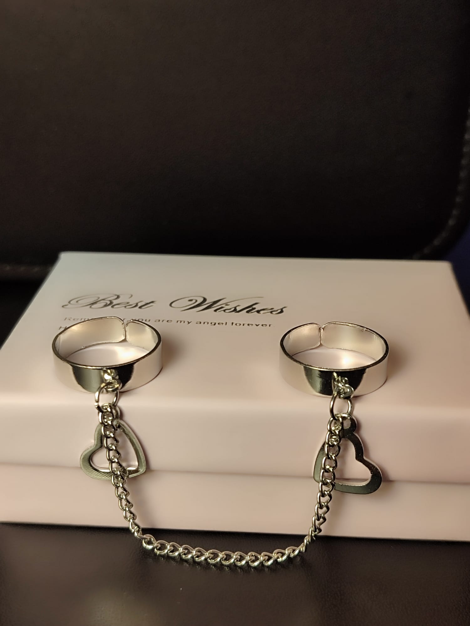 Kreativni dvostruki prsten sa lancem u obliku srca